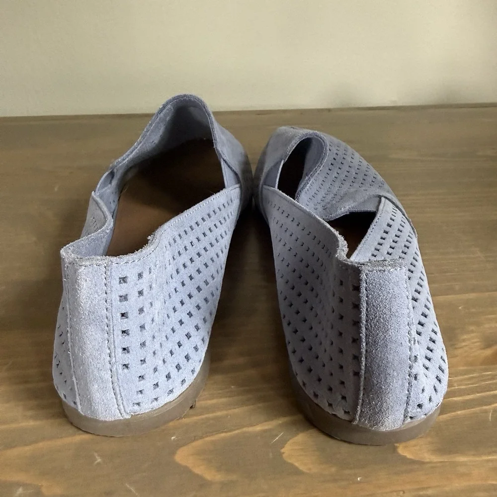 Lucky Brand Womens 11M/43 Blue Suede Carthy Flats Loafers Perforated